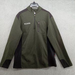 Columbia Sweater Mens Medium Dark Green 1/4 Zip‎ Pullover Titanium Fleece
